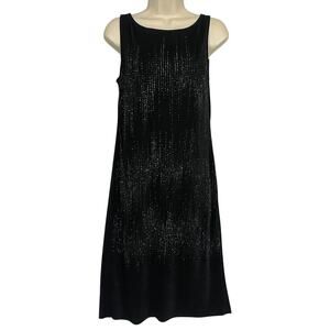 Vintage Carol Anderson Dress Womens Small Black Rhinestone Slinky Glam Party 90s